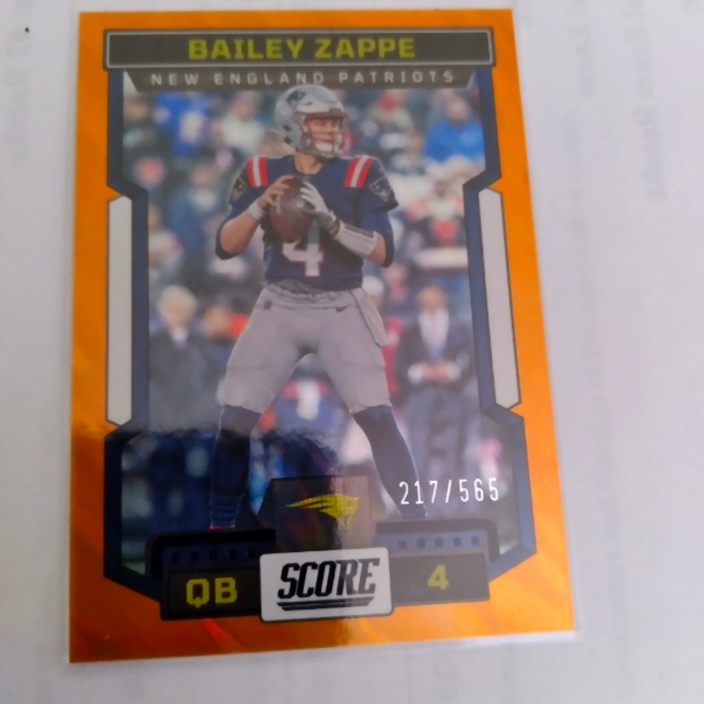 Bailey zappe score orange/565 football card